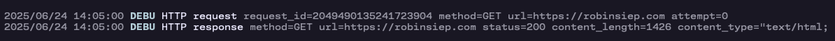 Local Go debug logs